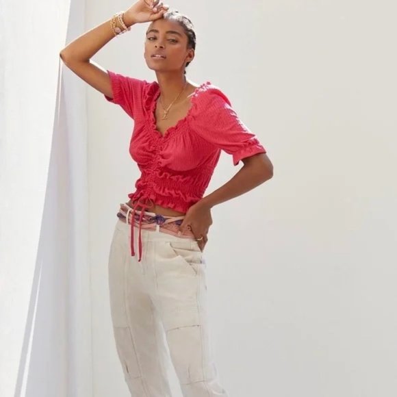 ANTHROPOLOGIE Pilcro cinched puff sleeve peasant top - Picture 5 of 13